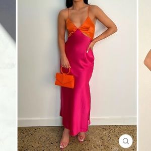 Pink & Orange Midi Slip dress- AUS sz L (US sz 8)